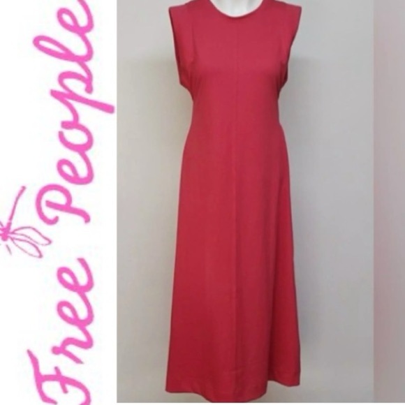 Free People Beach Cap Sleeve Red Maxi Dress Size Large NWT - Picture 1 of 6